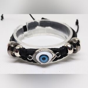 Men's Bracelet Leather Braided Layered Evil Eye New f42